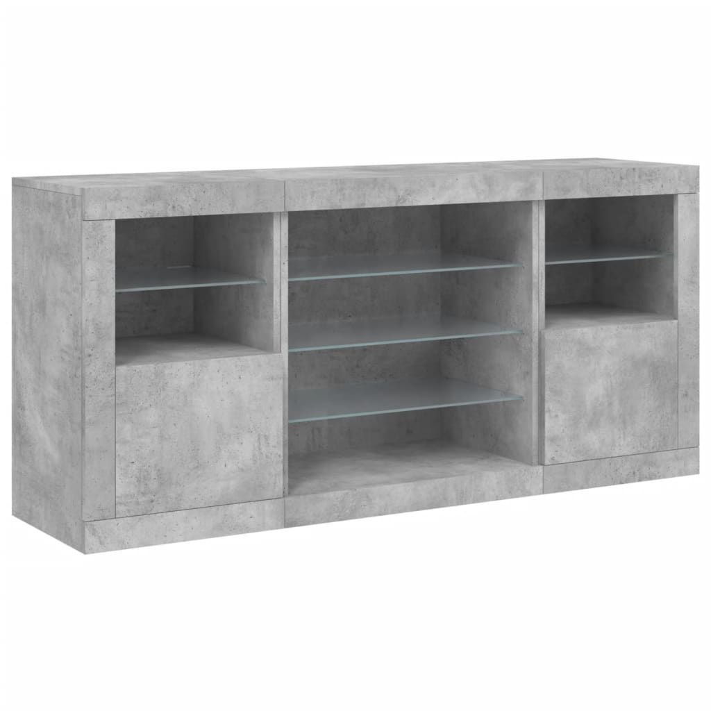 Credenza con Luci LED Grigio Cemento 142,5x37x67 cm 3209089