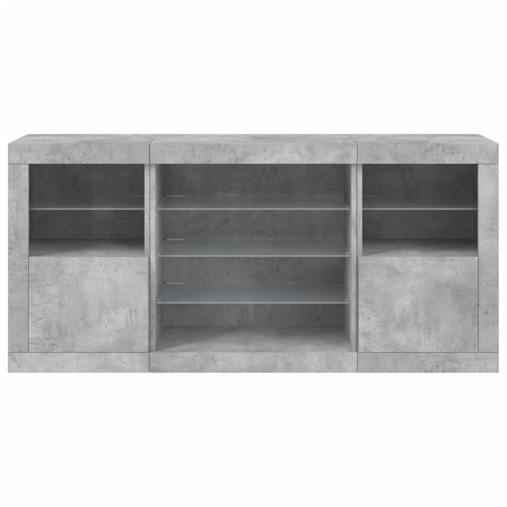Credenza con Luci LED Grigio Cemento 142,5x37x67 cm 3209089