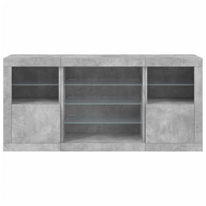 Credenza con Luci LED Grigio Cemento 142,5x37x67 cm 3209089