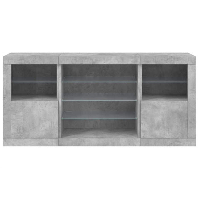 Credenza con Luci LED Grigio Cemento 142,5x37x67 cm 3209089