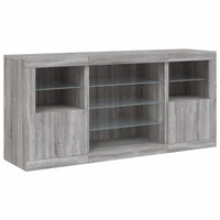 Credenza con Luci LED Grigio Sonoma 142,5x37x67 cm 3209091