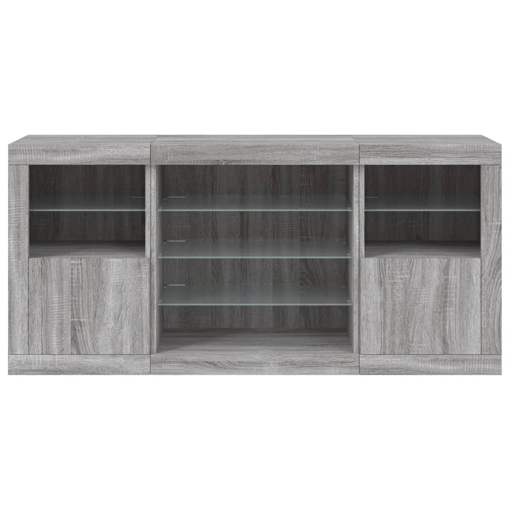 Credenza con Luci LED Grigio Sonoma 142,5x37x67 cm 3209091