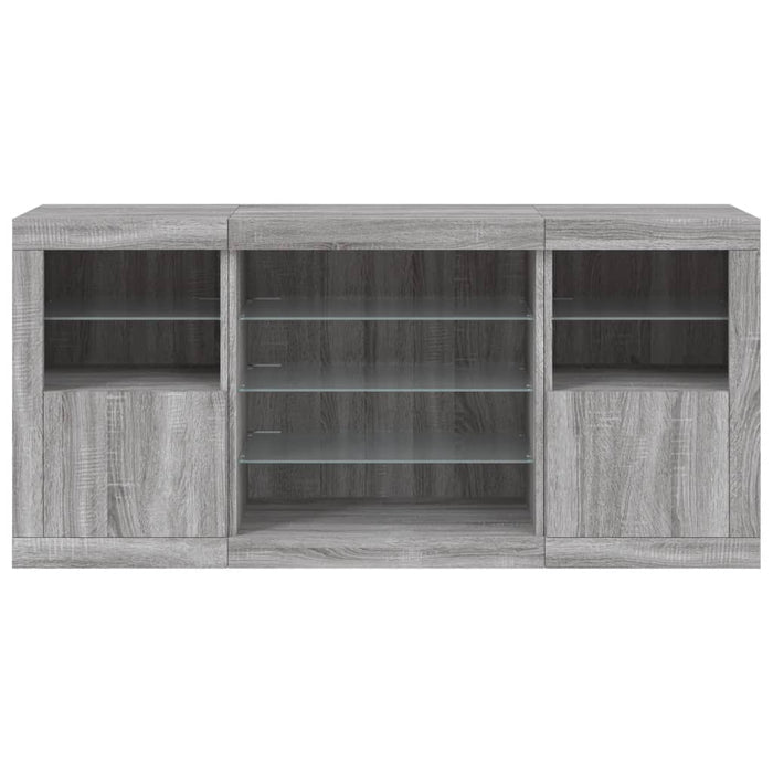 Credenza con Luci LED Grigio Sonoma 142,5x37x67 cm 3209091