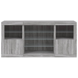 Credenza con Luci LED Grigio Sonoma 142,5x37x67 cm