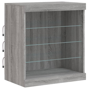 Credenza con Luci LED Grigio Sonoma 142,5x37x67 cm 3209091