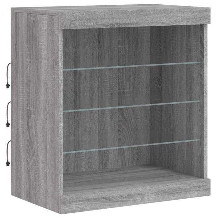 Credenza con Luci LED Grigio Sonoma 142,5x37x67 cm 3209091
