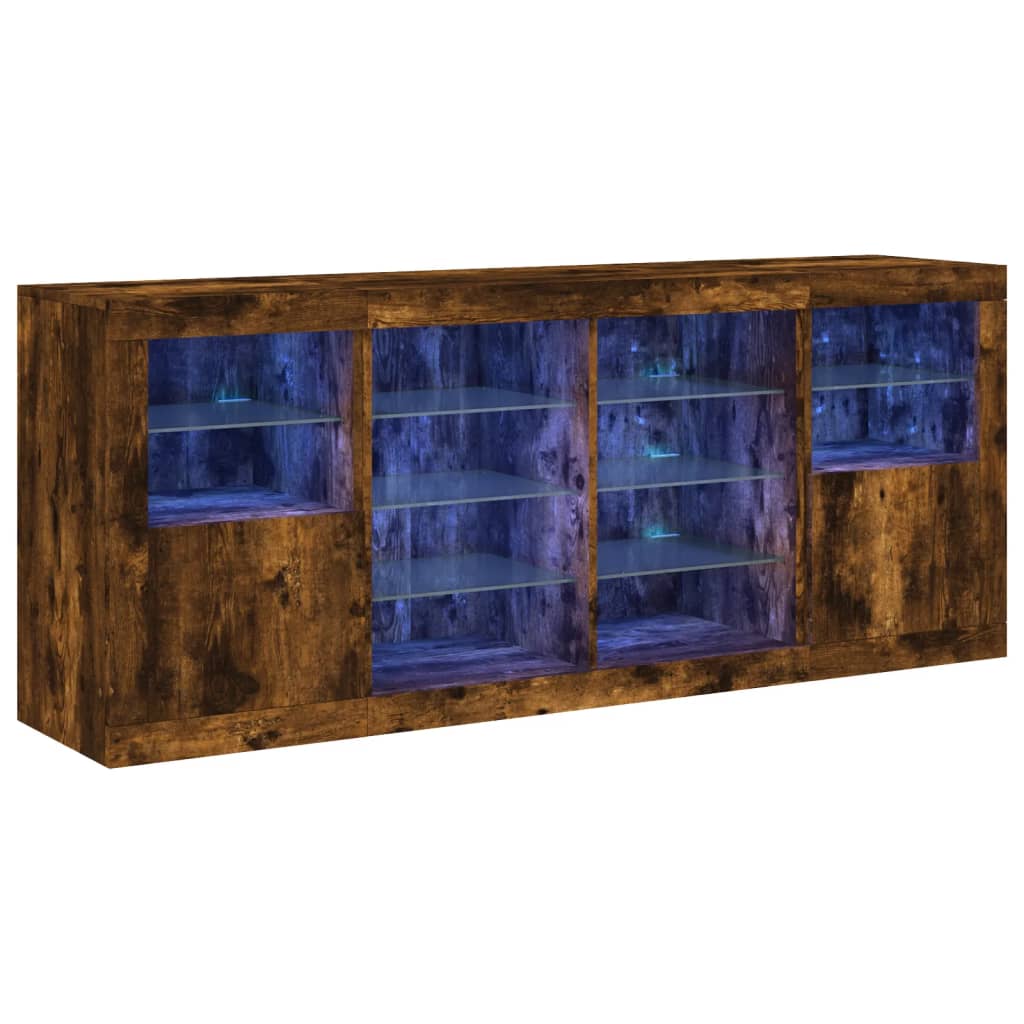 Credenza con Luci LED Rovere Fumo 163x37x67 cm 3209097