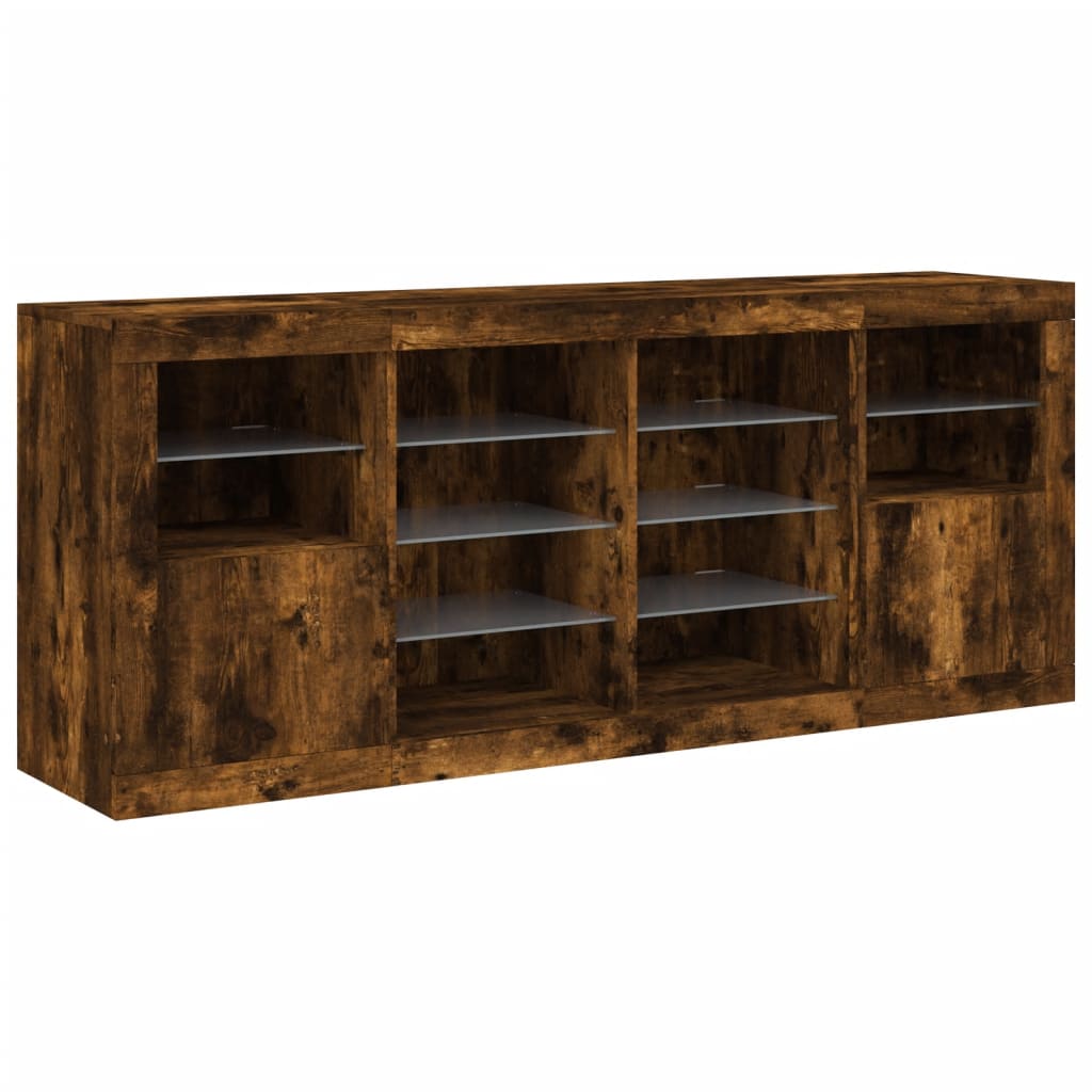 Credenza con Luci LED Rovere Fumo 163x37x67 cm 3209097