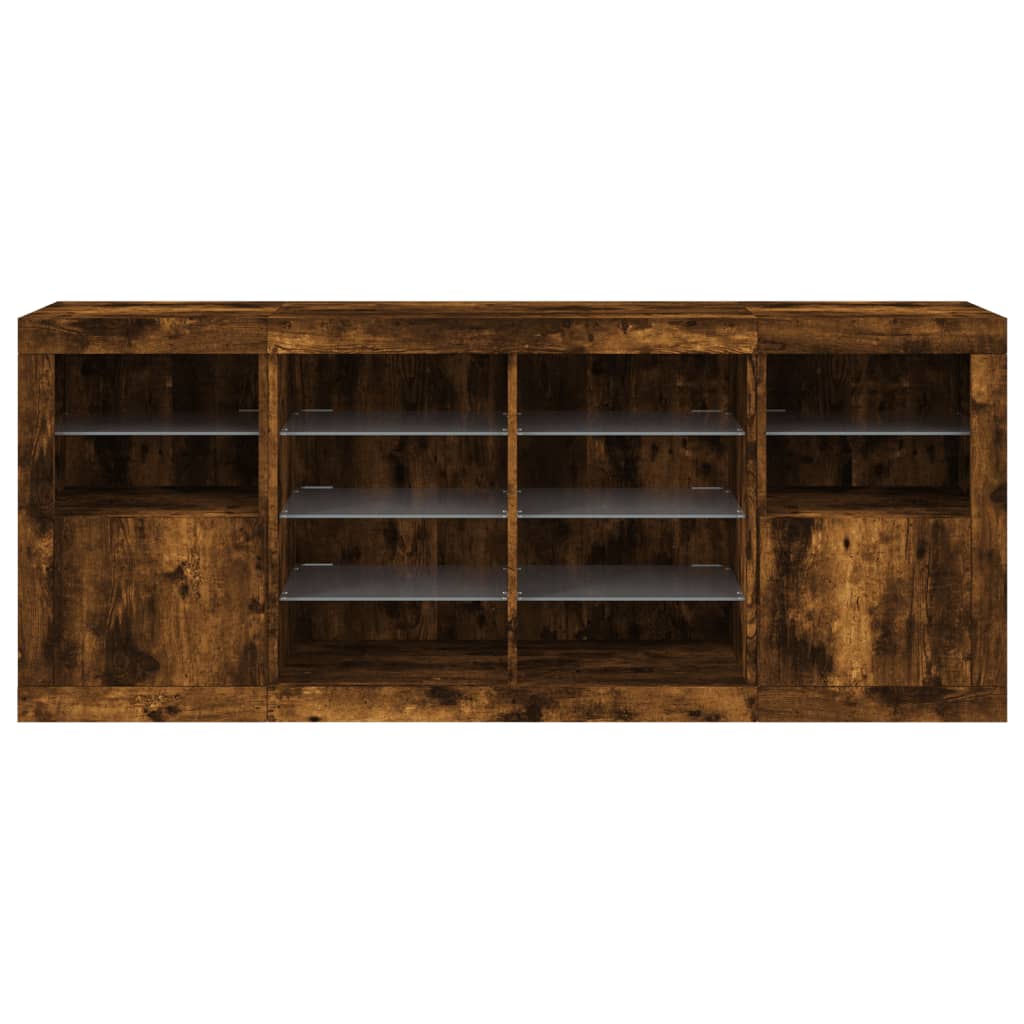 Credenza con Luci LED Rovere Fumo 163x37x67 cm 3209097