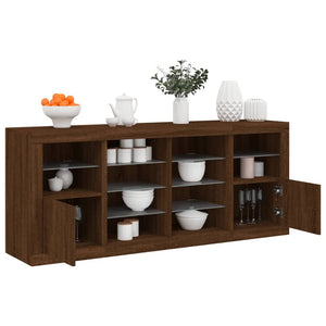 Credenza con Luci LED Rovere Marrone 163x37x67 cmcod mxl 85874