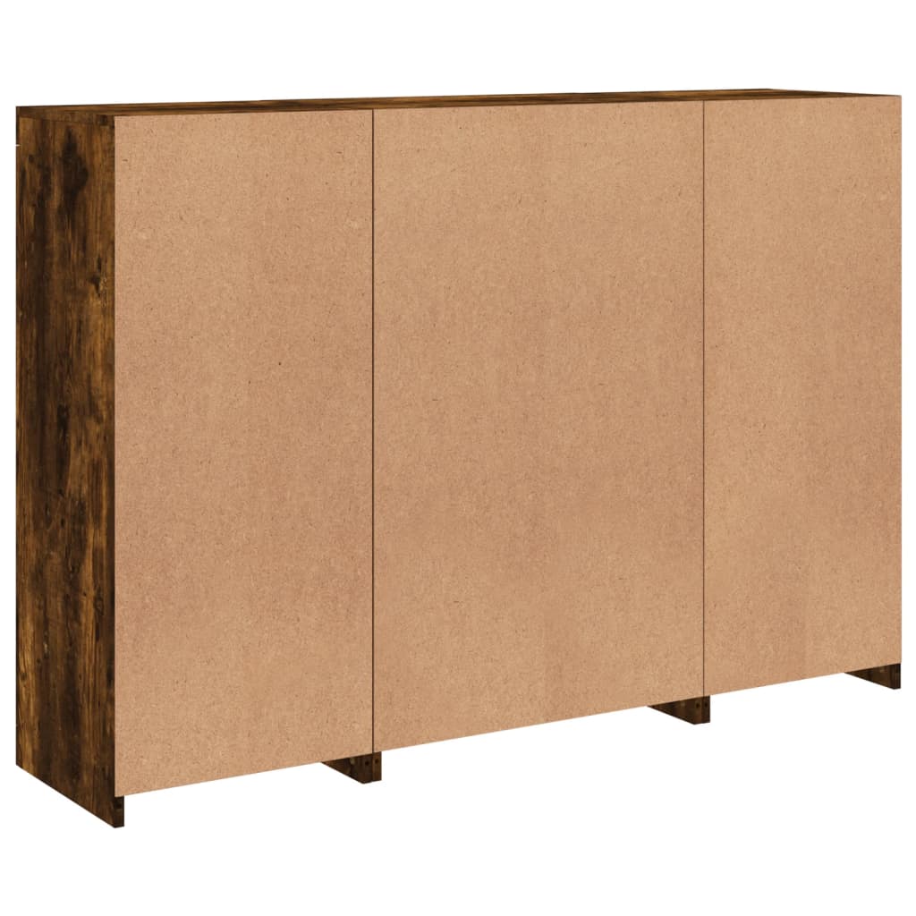 Credenze con Luci LED 3 pz Rovere Fumo in Legno Multistrato 3209111