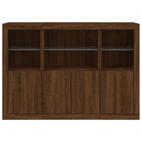 Credenze con Luci LED 3 pz Rovere Marrone in Legno Multistrato 3209113