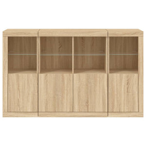 Credenze con Luci LED 3 pz Rovere Sonoma in Legno Multistrato 3209116