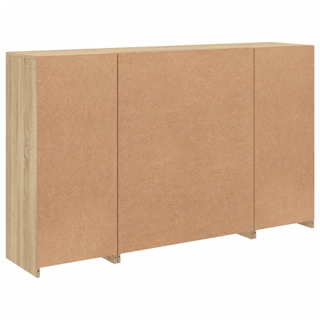 Credenze con Luci LED 3 pz Rovere Sonoma in Legno Multistrato 3209116