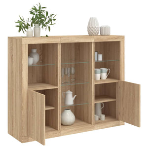 Credenze con Luci LED 3 pz Rovere Sonoma in Legno Multistratocod mxl 109847