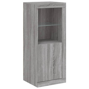 Credenza Credenza Comò Armadietto Organizzatore Cucina Soggiorno Soggiorno con luci a LED 3 pezzi Legno ingegnerizzato Sonoma Grigio 02_0037232
