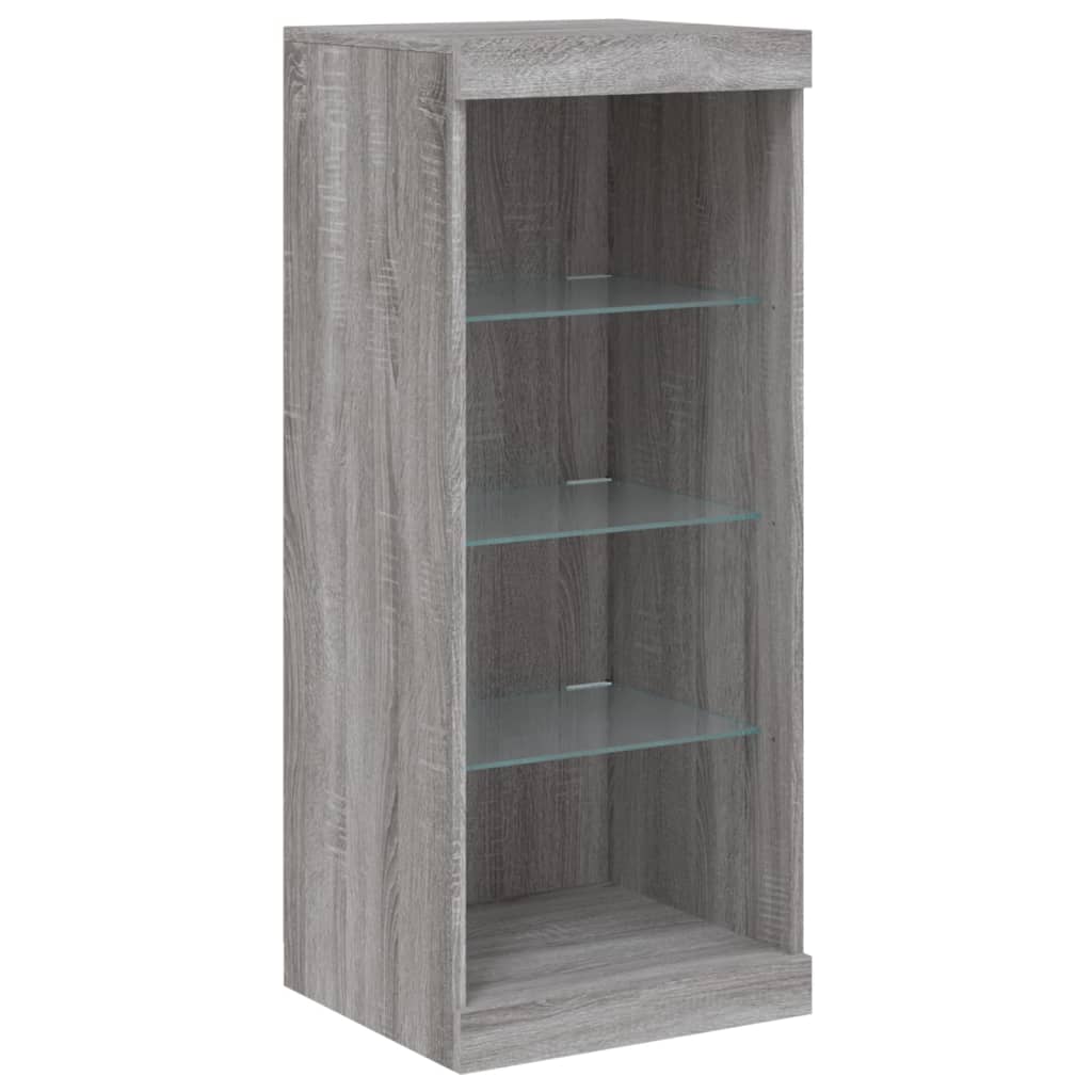 Credenza Credenza Comò Armadietto Organizzatore Cucina Soggiorno Soggiorno con luci a LED 3 pezzi Legno ingegnerizzato Sonoma Grigio 02_0037232