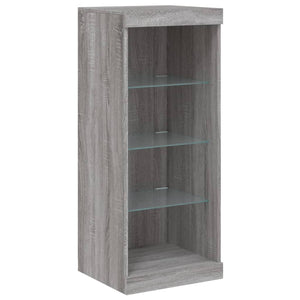 Credenza Credenza Comò Armadietto Organizzatore Cucina Soggiorno Soggiorno con luci a LED 3 pezzi Legno ingegnerizzato Sonoma Grigio 02_0037232