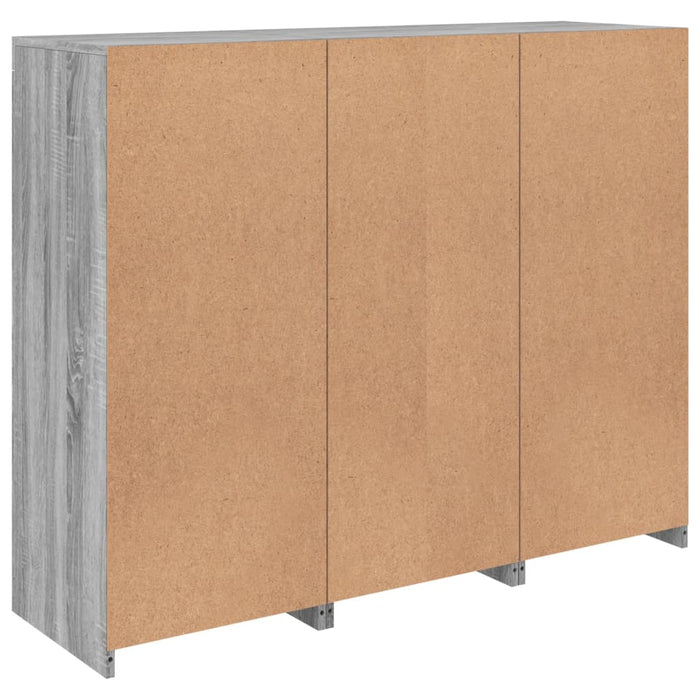 Credenza Credenza Comò Armadietto Organizzatore Cucina Soggiorno Soggiorno con luci a LED 3 pezzi Legno ingegnerizzato Sonoma Grigio 02_0037232