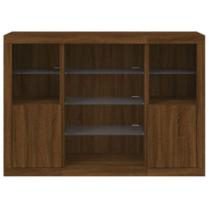 Credenze con Luci LED 3 pz Rovere Marrone in Legno Multistrato 3209134