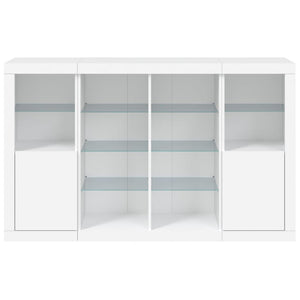 Credenze con Luci LED 3 pz Bianche in Legno Multistrato 3209135