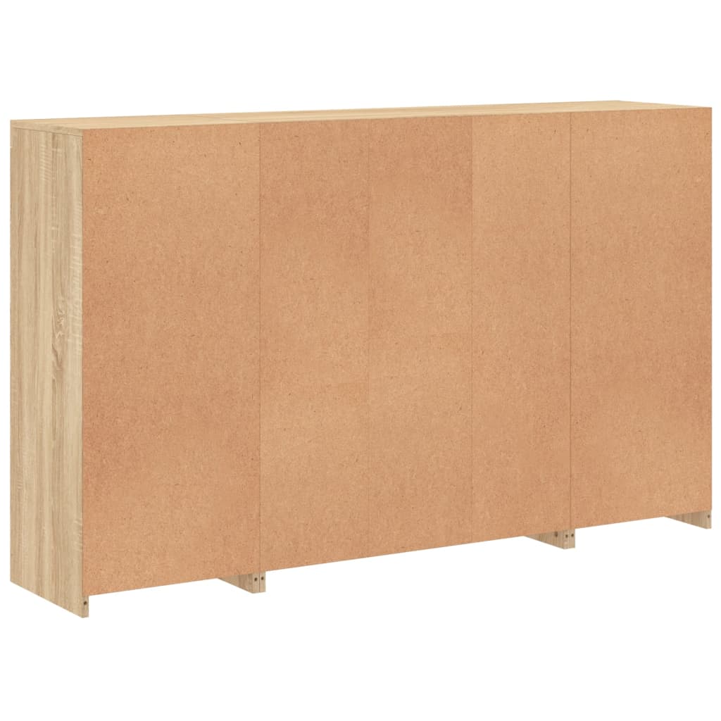 Credenza a buffet cassettiera mobiletto portaoggetti cucina soggiorno salotto con luci a LED 3 pezzi legno ingegnerizzato Sonoma marrone 02_0037215