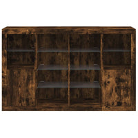 Credenze con Luci LED 3 pz Rovere Fumo in Legno Multistrato 3209139