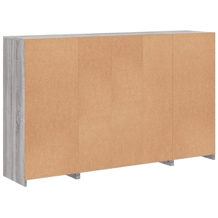 Credenza a buffet cassettiera mobiletto portaoggetti cucina soggiorno salotto con luci a LED 3 pezzi legno ingegnerizzato Sonoma grigio 02_0037236