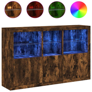Credenza con Luci LED Rovere Fumo 162x37x100 cm 3209146