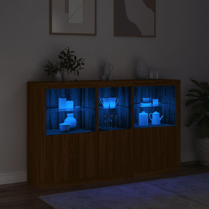 Credenza con Luci LED Rovere Marrone 162x37x100 cm 3209148