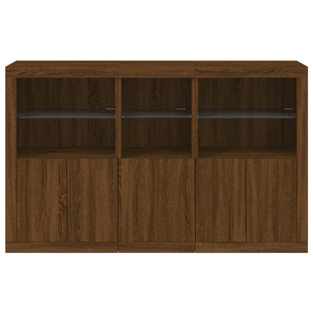 Credenza con Luci LED Rovere Marrone 162x37x100 cm 3209148