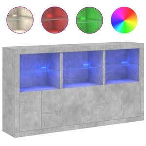 Credenza con Luci LED Grigio Cemento 181,5x37x100 cm 3209152