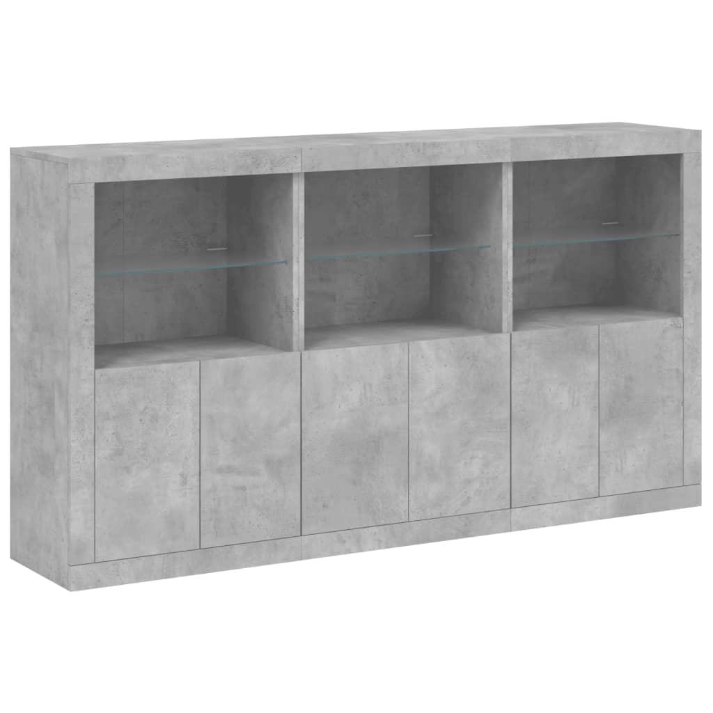 Credenza con Luci LED Grigio Cemento 181,5x37x100 cm 3209152