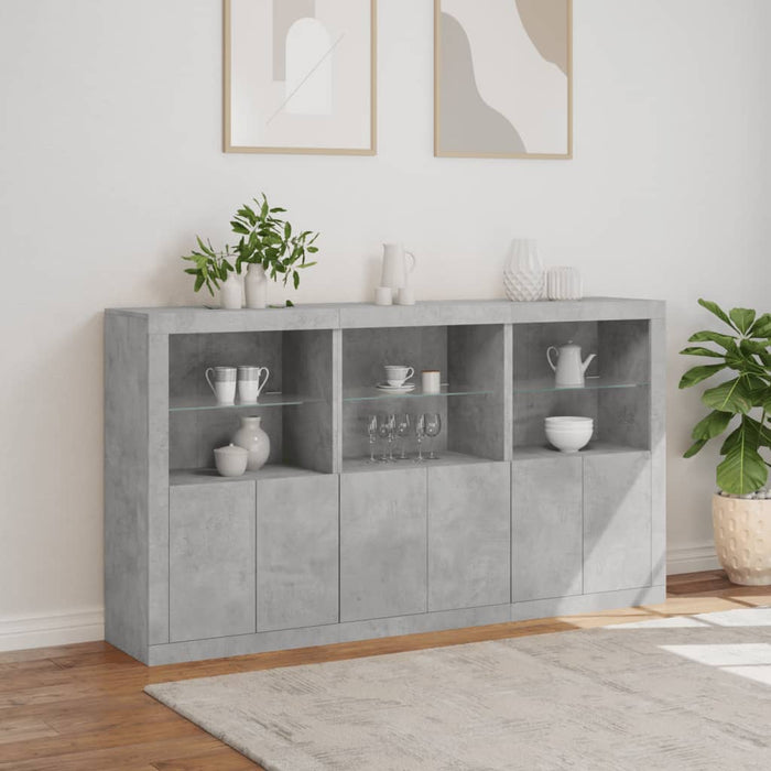 Credenza con Luci LED Grigio Cemento 181,5x37x100 cm 3209152