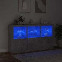 Credenza con Luci LED Grigio Cemento 181,5x37x100 cm