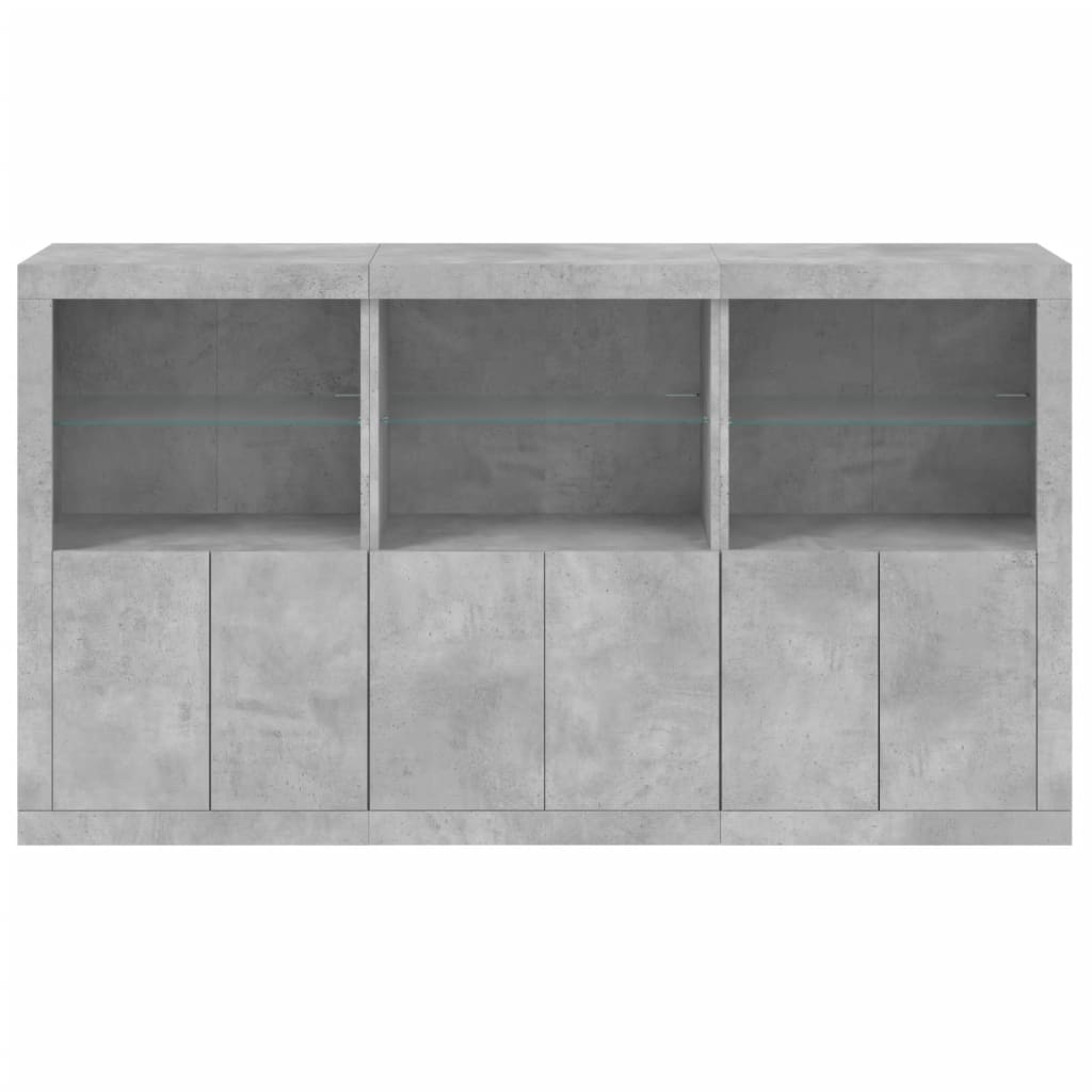 Credenza con Luci LED Grigio Cemento 181,5x37x100 cm 3209152