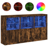 Credenza con Luci LED Rovere Fumo 181,5x37x100 cm 3209153