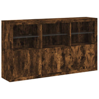 Credenza con Luci LED Rovere Fumo 181,5x37x100 cm 3209153