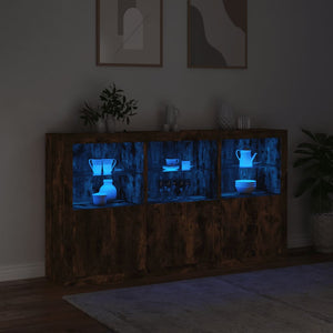 Credenza con Luci LED Rovere Fumo 181,5x37x100 cm 3209153