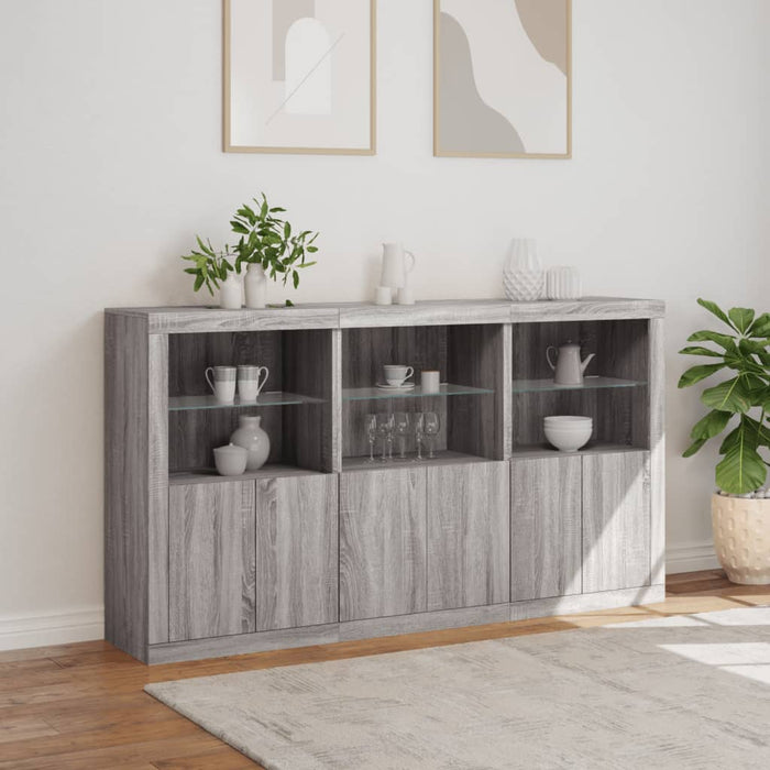 Credenza con Luci LED Grigio Sonoma 181,5x37x100 cm 3209154