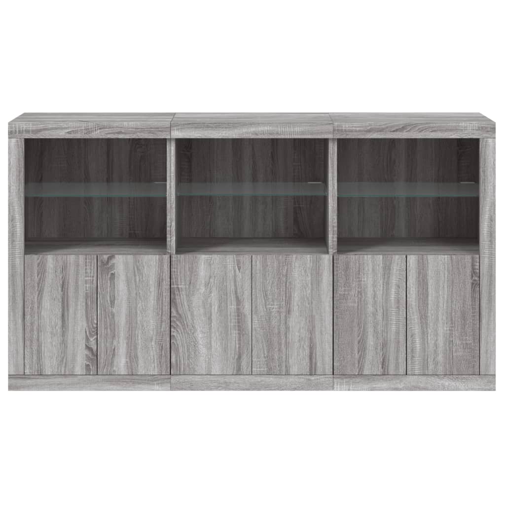 Credenza con Luci LED Grigio Sonoma 181,5x37x100 cm 3209154