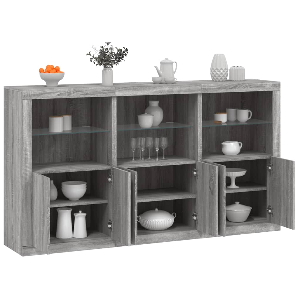 Credenza con Luci LED Grigio Sonoma 181,5x37x100 cm 3209154