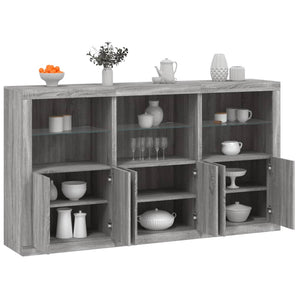 Credenza con Luci LED Grigio Sonoma 181,5x37x100 cm 3209154