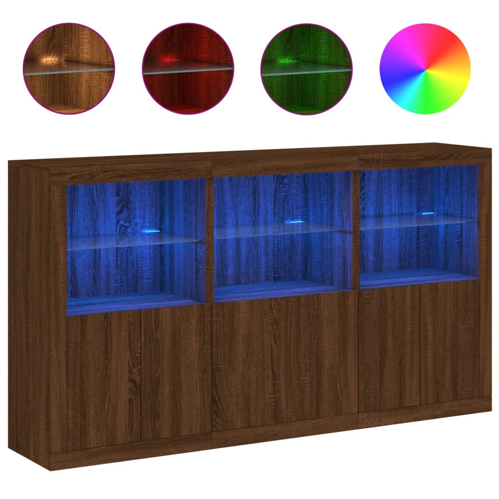 Credenza con Luci LED Rovere Marrone 181,5x37x100 cmcod mxl 85887