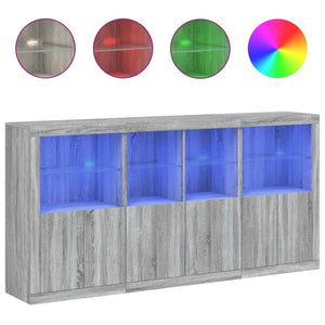 Credenza con Luci LED Grigio Sonoma 202x37x100 cm 3209161
