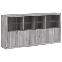 Credenza con Luci LED Grigio Sonoma 202x37x100 cm 3209161