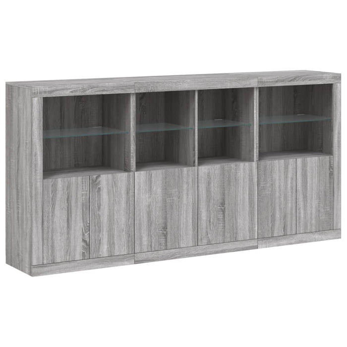 Credenza con Luci LED Grigio Sonoma 202x37x100 cm 3209161