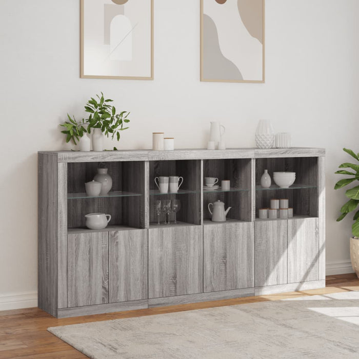Credenza con Luci LED Grigio Sonoma 202x37x100 cm 3209161