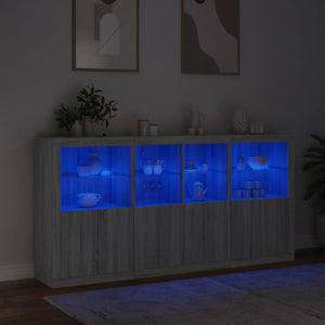 Credenza con Luci LED Grigio Sonoma 202x37x100 cm 3209161