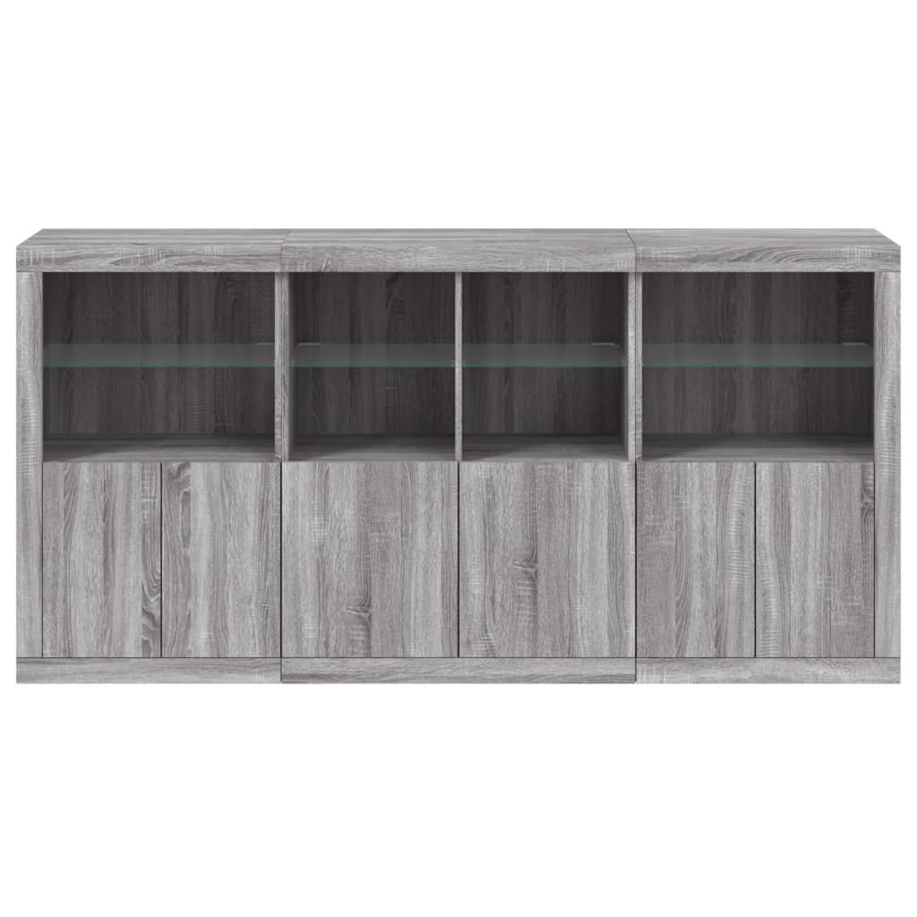 Credenza con Luci LED Grigio Sonoma 202x37x100 cm 3209161